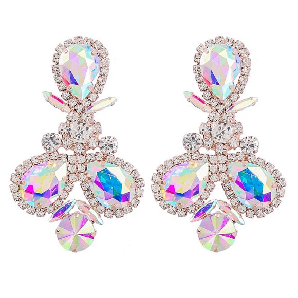 Prom Pageant Bridal Jewelry - Stand Out in Gorgeous AB Crystal Chandelier Earrings Formal Bridal Pageant Party